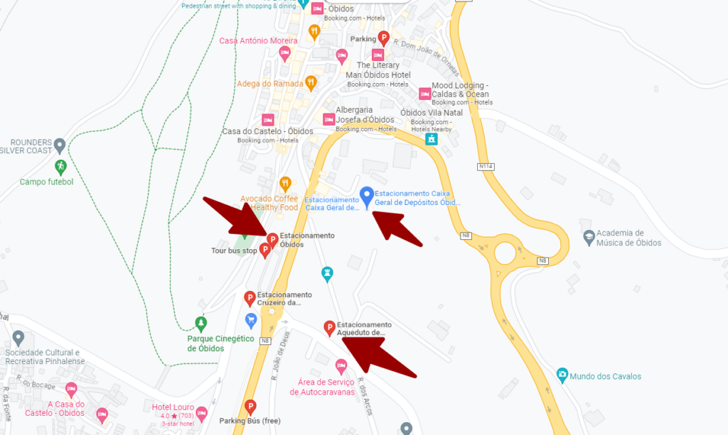Parking map for &Oacute;bidos